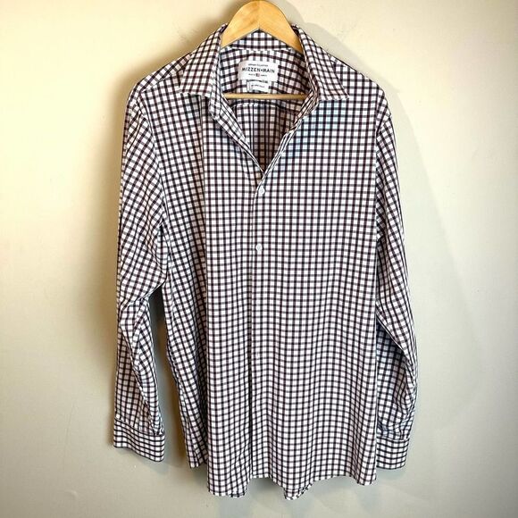 Mizzen+Main Burgundy Grid Leeward Trim Button Up Shirt Men’s XXL EUC - Picture 1 of 8